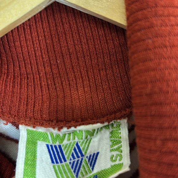 Vintage 70s zip Up Striped Women's large Retro Casual Rust - Picture 6 of 8